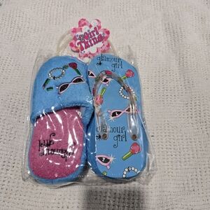 Glamour Blue and Pink Kids Flip Flops Size L (2/3)